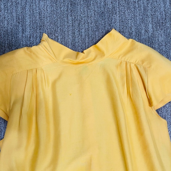 Vintage Levante 100% Silk Tulip Sleeve Dress – Yellow,‎ Size 12 - Picture 5 of 15